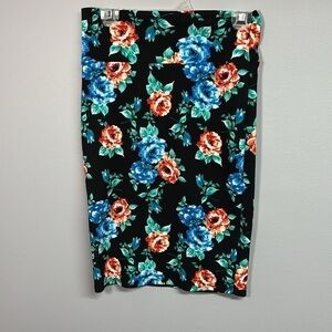 LuLaRoe Blue and Orange Pencil Skirt Knee-Length Casual
